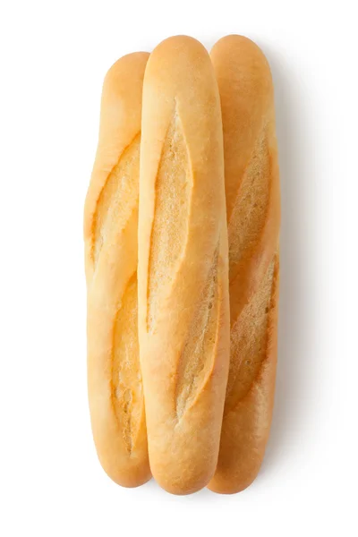 Three short baguettes. Top view — Stock Photo, Image