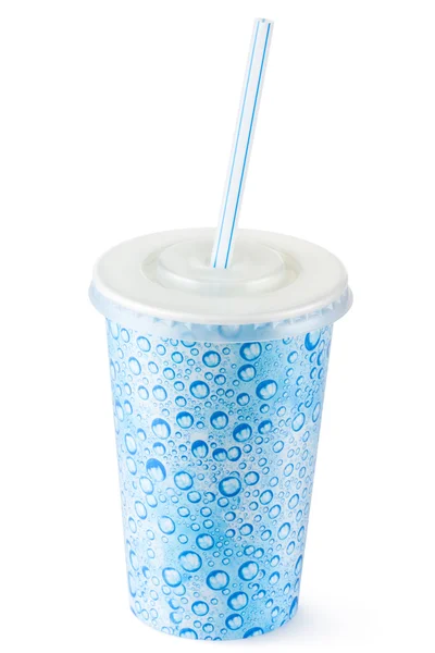 Wegwerp cup voor dranken met stro — Stockfoto