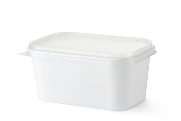 Rechteckiger Kunststoffbehälter für Milchprodukte — Stockfoto