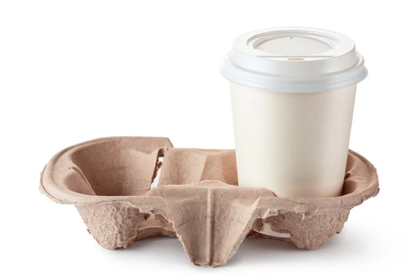 Disponibel kaffekopp i kartong hållare — Stockfoto