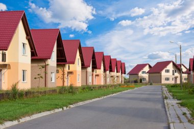 Townhouses with household lawns clipart