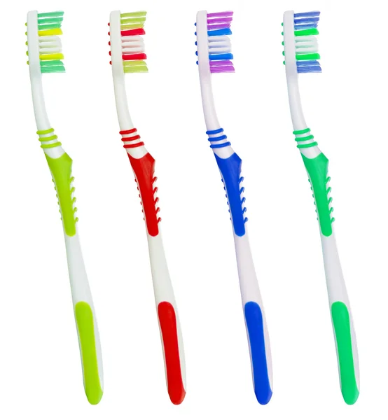 Набор цветных зубных щеток — стоковое фото