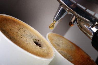 Coffee machine espresso . Process of preparation of coffee clipart