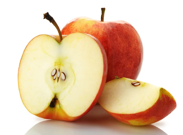Der geschnittene und ganze Apfel — Stockfoto
