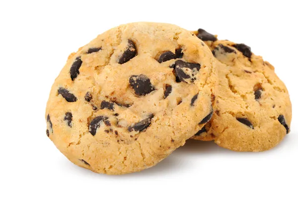 Čokoláda čip cookies izolovaných na bílém pozadí. — Stock fotografie