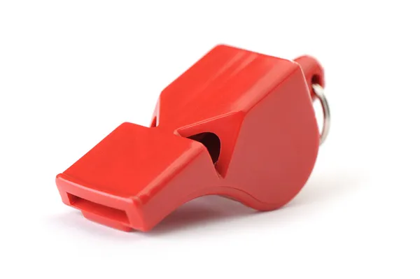 Sports whistle the plastic red — Stock Photo, Image