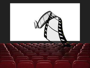 Cinema auditorium. The film takes off from the screen clipart