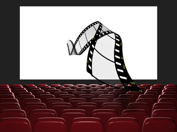 Cinema auditorium. The film takes off from the screen — Stock Photo, Image
