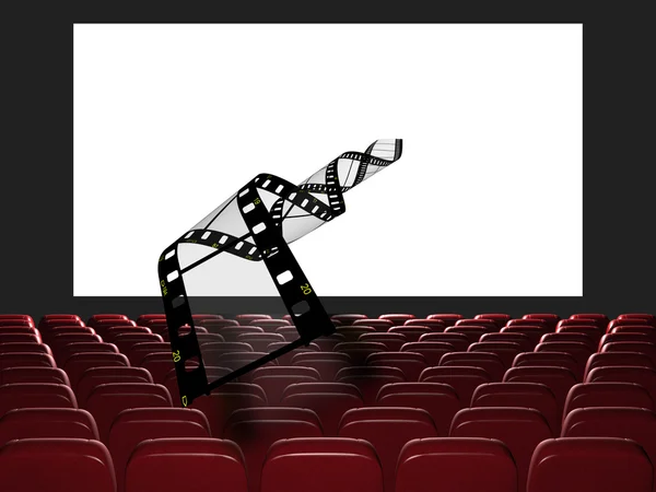 Cinema auditorium. The film takes off from the screen — Stock Photo, Image