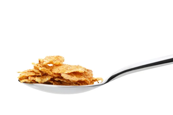 Ornflakes. Ένα ξηρό πρωινό σε ένα κουτάλι. — Φωτογραφία Αρχείου