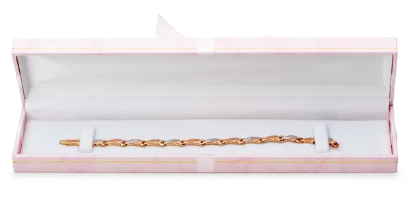 Bracciale in oro in confezione regalo — Foto Stock