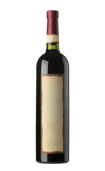 Láhev starých izolovaných na bílém víně — Stock fotografie