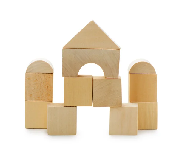 La casa de los cubos de madera de juguete — Foto de Stock