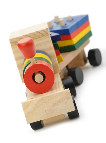 Children's wooden steam locomotive a toy — Stock Photo, Image