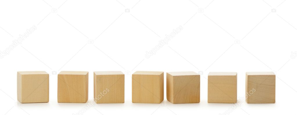 Wooden cubes in row