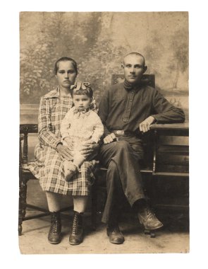 Family. An ancient photo of 1924. clipart