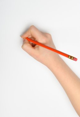 Hand with red pencil clipart