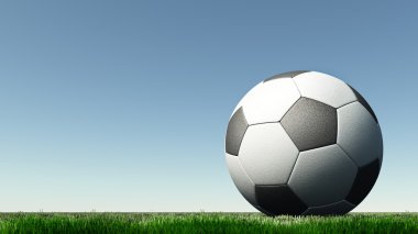 Soccer a ball on a green grass clipart