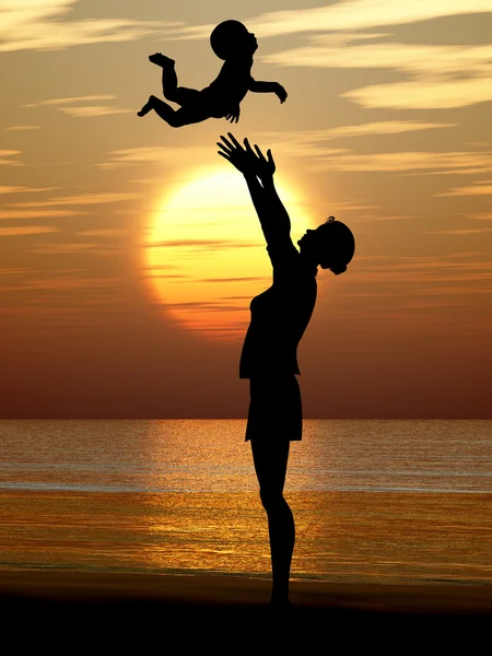 Silhouette von Frau und Baby — Stockfoto