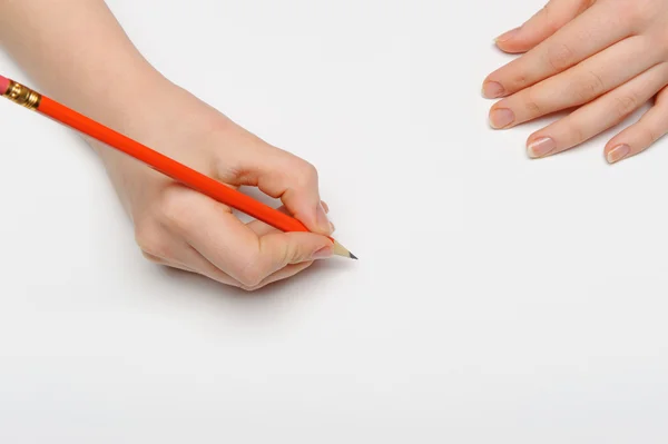 Χέρι με κόκκινο μολύβι — Φωτογραφία Αρχείου