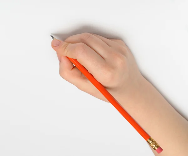 stock image Hand with red pencil