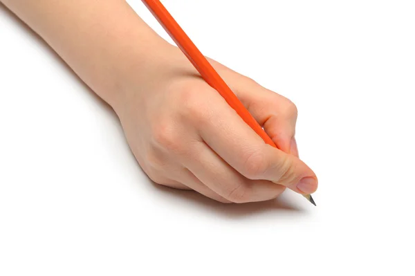 stock image Hand with red pencil