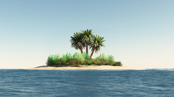 Eiland met palmbomen — Stockfoto