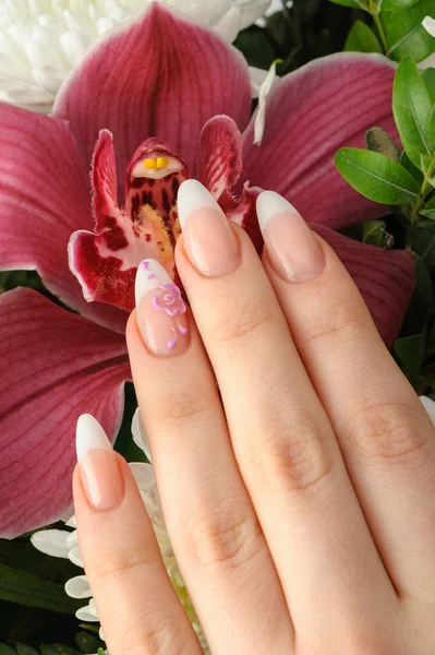 Mani femminili con primo piano manicure — Foto Stock