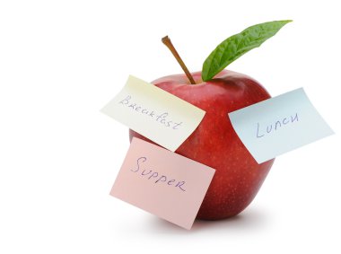 Apple ile üzerine beyaz izole kağıt notları