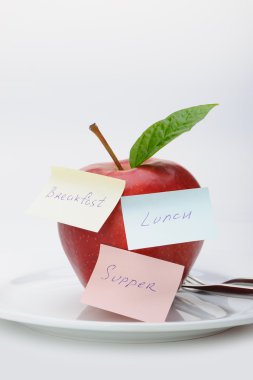 Apple with paper notes clipart