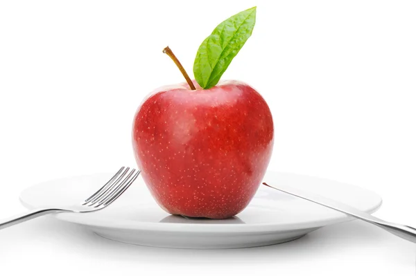 Rode appel op plaat — Stockfoto