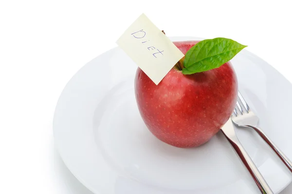 Pomme avec une note papier — Photo