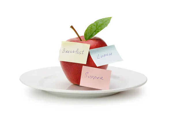 Apfel mit Papiernoten — Stockfoto