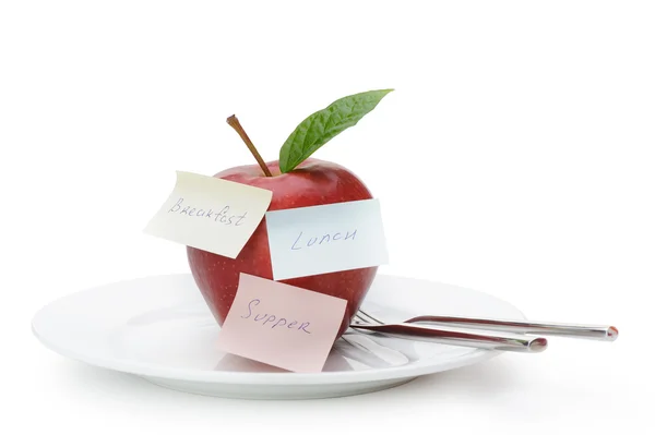 Apple with paper notes — Stock Photo, Image