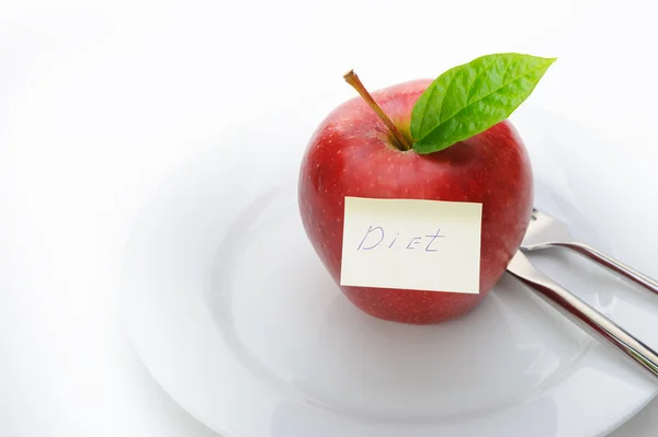 苹果与纸笔记 — 图库照片