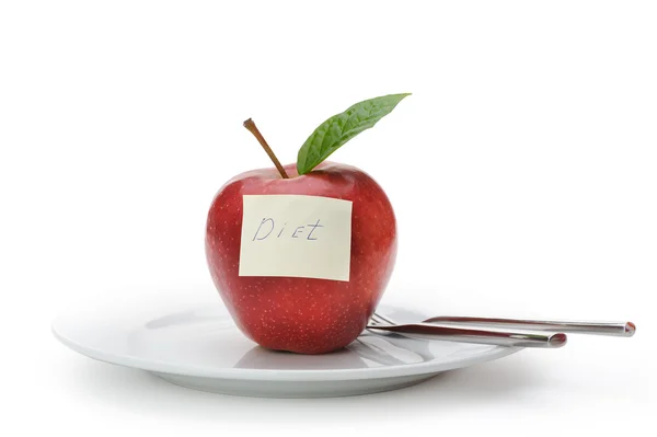 Apple with a paper note — Stock Photo, Image
