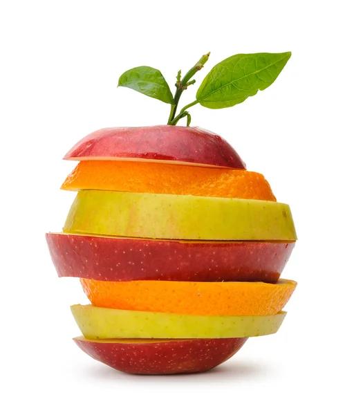 Secciones de manzana y naranja — Foto de Stock
