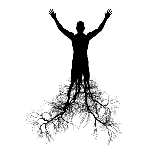 Чоловік з корінням дерева — стокове фото