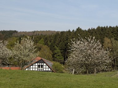 casa con entramado de madera en Sajonia bajo hagen, Alemania