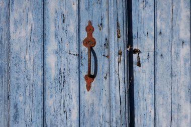Blue door with doorhandle, Germany clipart