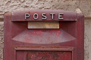 Red postbox in Peschiera del Garda, Veneto, Italy, Europe clipart