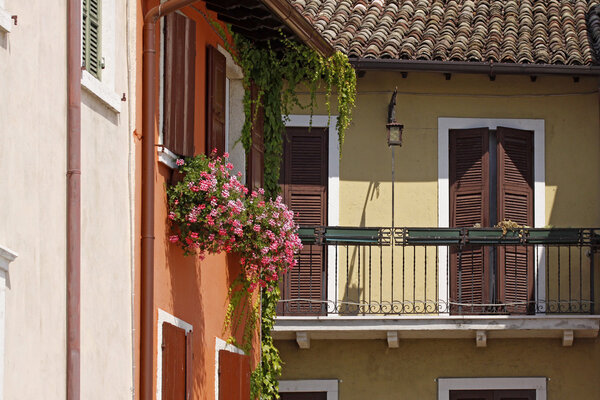 Garda, old part of town, facade detail in Italy, Europe