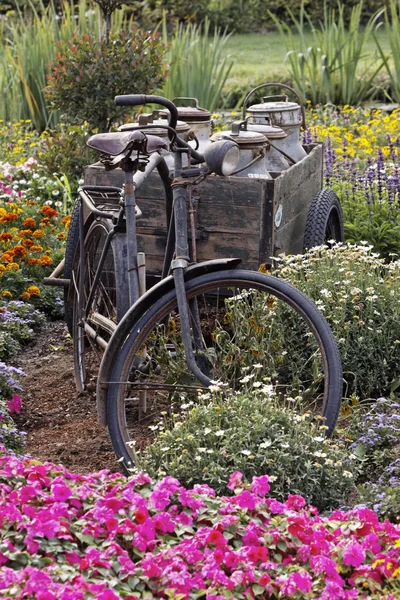 Cykel med med trailer och kannor (mjölkkärl) — Stockfoto