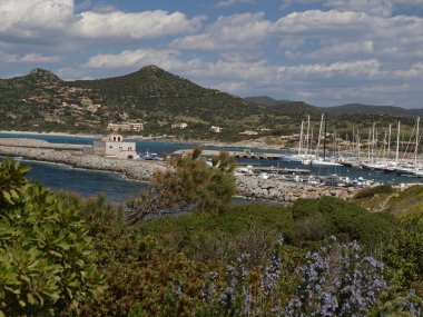 Sardinia, harbor of Marina di Villasimius, Italy clipart