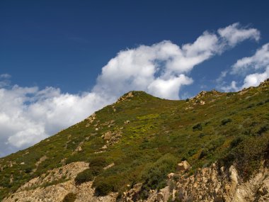 manzara Villasimius, cala pira, Sardunya, İtalya