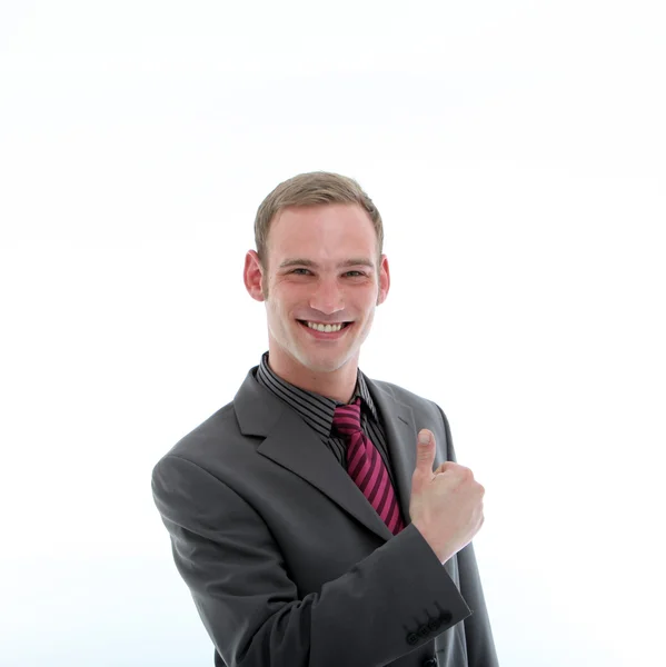 Empresário confiante dando polegares para cima — Fotografia de Stock