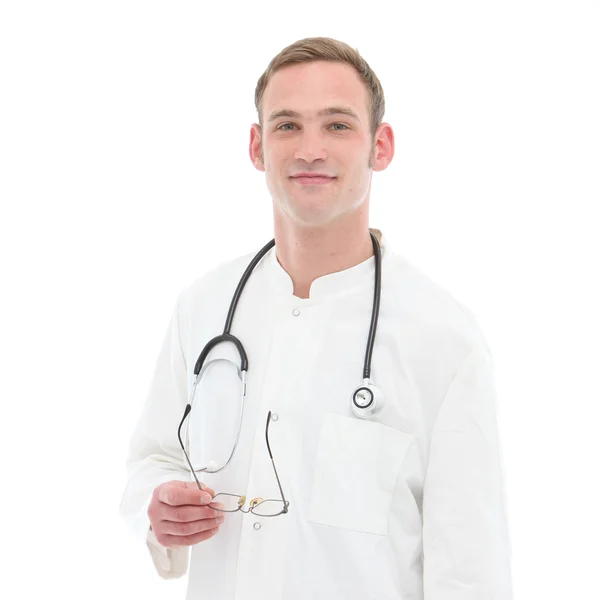 Freundlicher junger Arzt lächelt — Stok fotoğraf