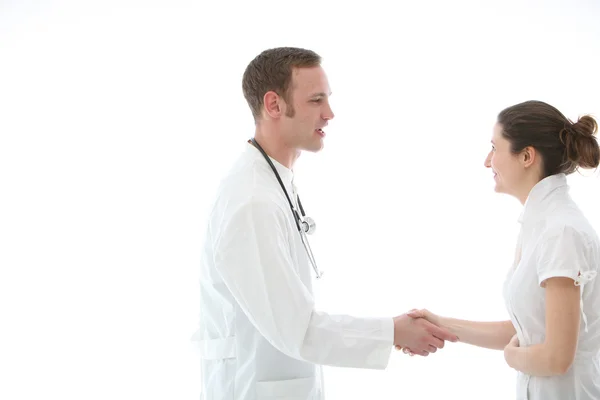 Γιατρός κουνώντας ένα χέρι τους συναδέλφους — Φωτογραφία Αρχείου