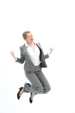 Successful woman jumping for joy clipart