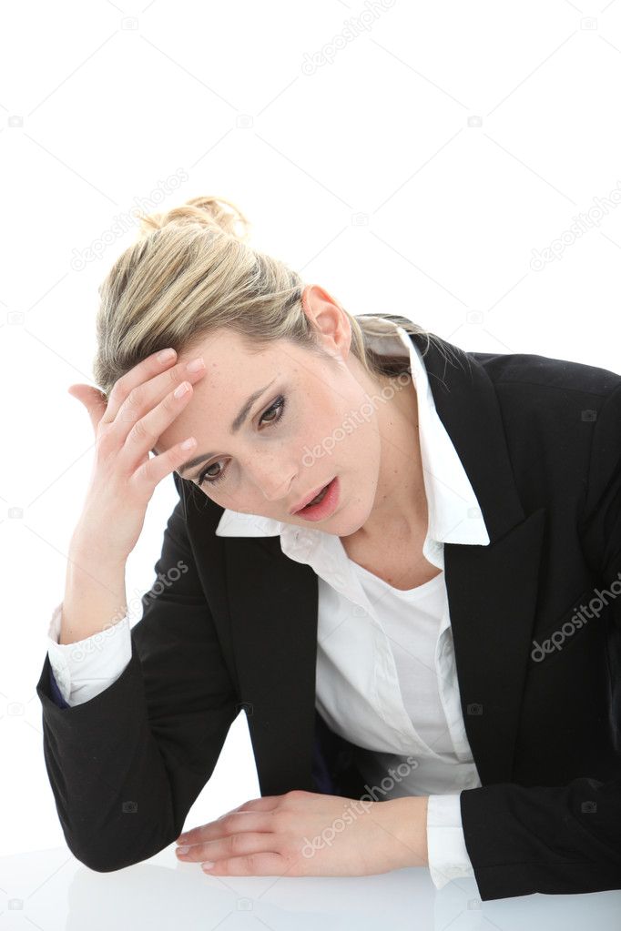 Distraught young businesswoman